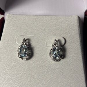 Helzberg Diamonds White Gold with Aquamarine Teardrop Earrings